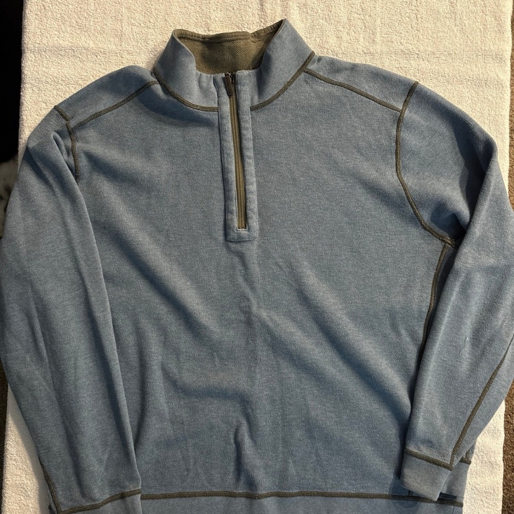 Tommy Bahama Men’s Blue/Green Zip-Up Sweater Reversible